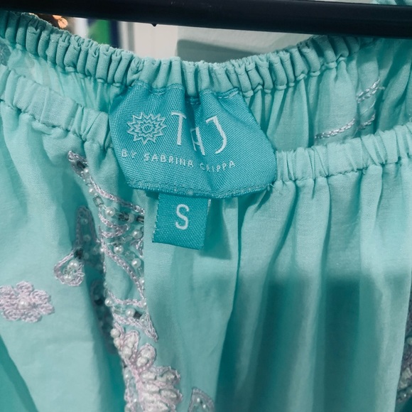 Taj by Sabrina Crippa Aqua Long Embellished Dress - Picture 2 of 5